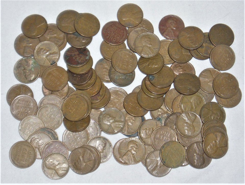 Wheat Pennies, Mixed Dates, Five Pounds