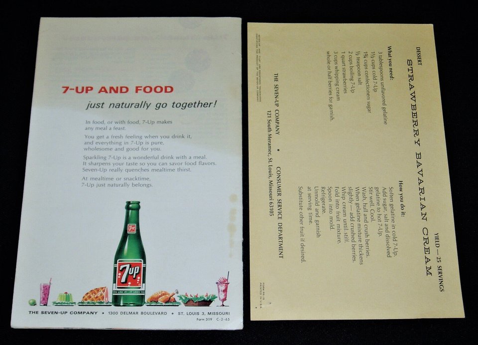 7Up Recipe Cook Book, Mid-Century, Soda Pop