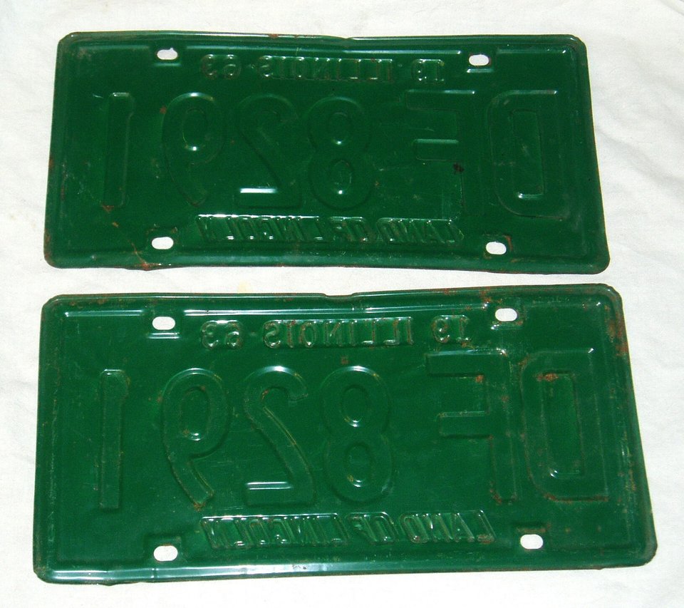 Illinois License Plates, 1963 Matched Pair