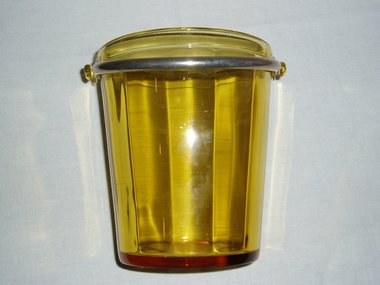 Fostoria Glass Ice Bucket, Yellow Paneled