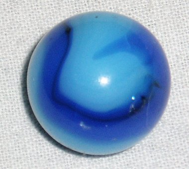 Vintage Akro Agate Corkscrew Marble, Rare Blue on Blue with Black