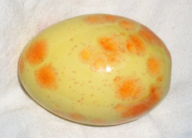 Ceramic Egg, Yellow with Orange Spots, For Home and Holiday Decorating, Second Egg Ships Free