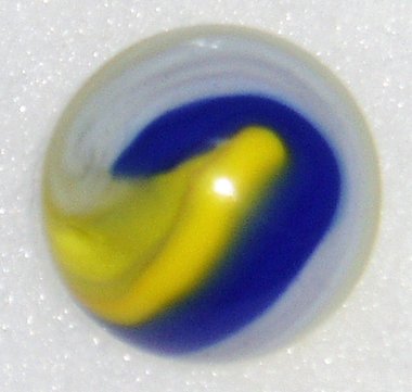 Akro Agate Marble, Blue Yellow Popeye Corkscrew, 3/4"+, Vintage, Free USA Shipping