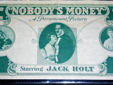 Advertising, Nobody's Money, Silent Film, Jack Holt, Paramount Pictures