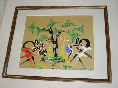 Kenyan Tribal Art, Painting, Kenyan Hunters