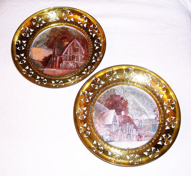 Brass Pierced Plates, Foil Pictures, Wall Hangings, England
