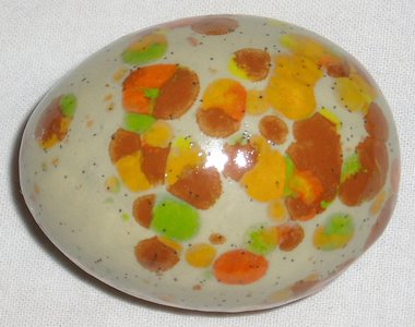 Ceramic Egg, Gray with Brown/Yellow/Orange/Green Spots, For Home and Holiday Decorating, Second Egg Ships Free