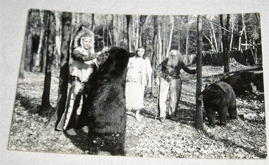 Real Photo RPPC Postcard, American Indians with Black Bears