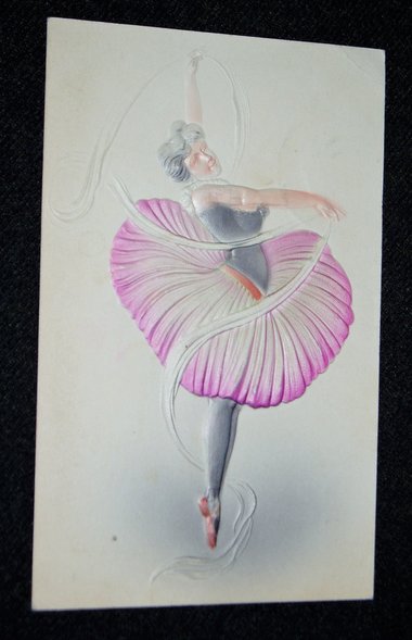 Antique Postcard, Embossed Ballerina, 2nd Card Ships Free