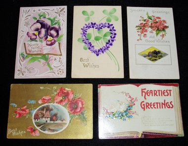 Postcard Group GRT1, Antique Greetings, 5 Used Cards, 2nd Card Ships Free