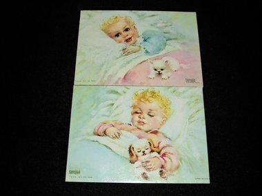 Vintage Children Prints, Florence Kroger, Puppy, Kitten