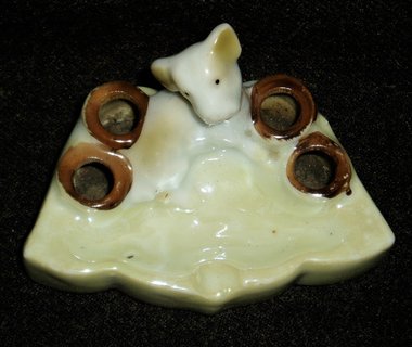Dog Cigarette Holder, Porcelain Ceramic, Made In Japan