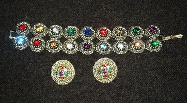 Judy Lee Rhinestone Bracelet and Earrings, Matched Set, Free USA Shipping