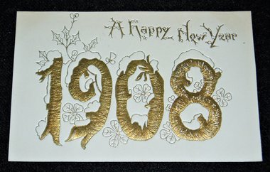 Antique New Years Postcard, Year Date 1910 Gilded , 2nd Card Ships Free