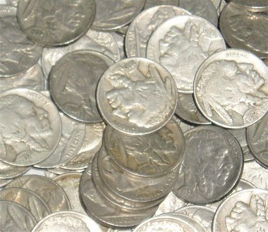 Buffalo Nickels x 10, Full Date, 1930's, Coin Collecting, Jewelry Supplies