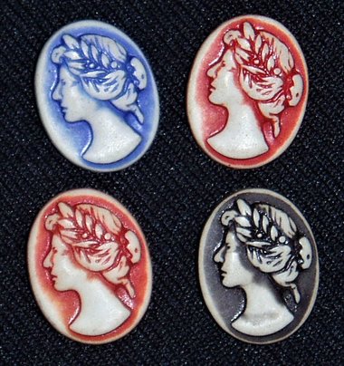 Antique Women's Heads Buttons, Realistic Goofies, Plastic, Set/4, Group #9