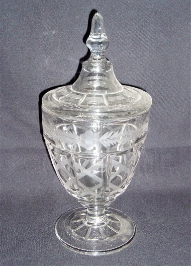 Bohemian Cut Glass Covered Candy Dish