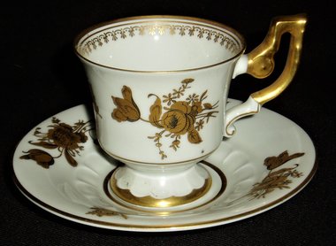 Demitasse Cup Saucer, Heinrich #17184, Gold Floral Filigree