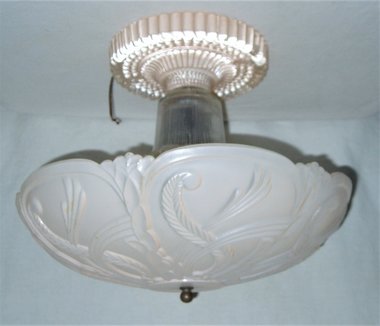 Wonderful Art Nouveau Deco Glass Ceiling Lamp Fixture  Bedstand