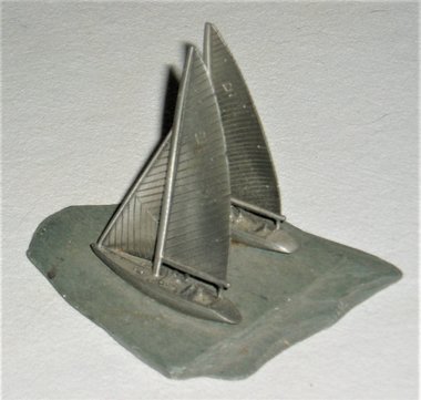 Sailboats on Shale Figurine Paperweight
