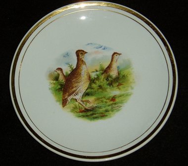 Antique Advertising Plate, Daudin Game Birds, Quail, Pheasant, 1924, Manning, Iowa