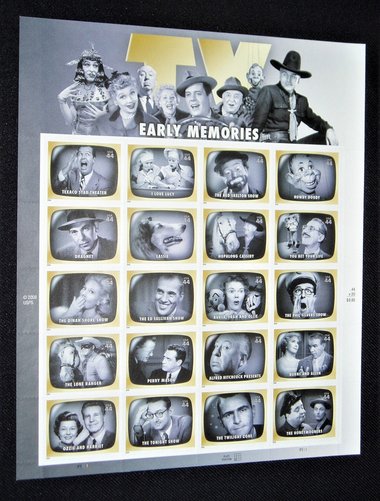 Early TV Memories Commemorative Postage Stamps, Scott Catalog #4414, Complete Mint Sheet