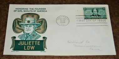 First Day Cover, Scott Catalog #974, Juliette Low Girl Scouts of America, Ken Boll Cachet