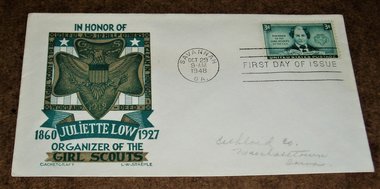 First Day Cover, Scott Catalog #974, Juliette Low Girl Scouts of America, L W Staehle Cachet