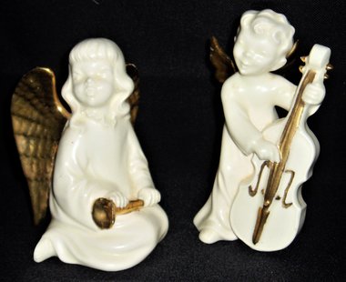 Angel Musicians Pair, Holland Mold, Gilded White