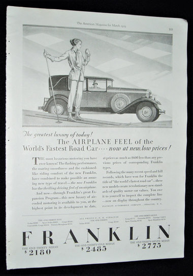 1929 Automobile Advertisement, Franklin, World's Fastest Road Car