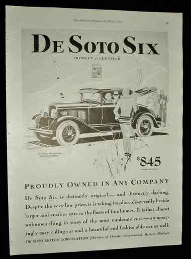 1929 Automobile Advertisement, Chrysler De Soto Six