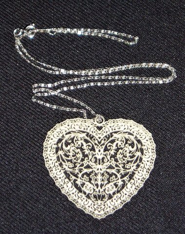 Pierced Heart Pendant Necklace, Sterling Chain