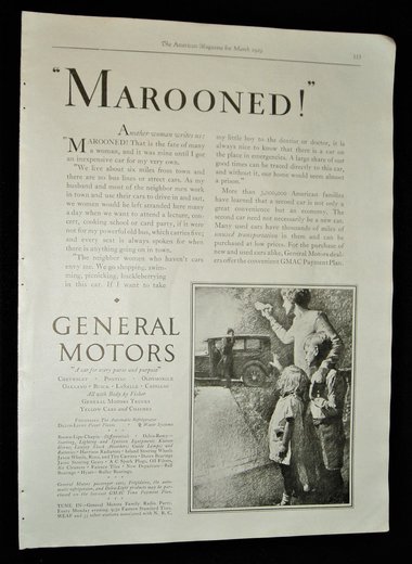 1929 Automobile Advertisement, General Motors, Targeted at Women