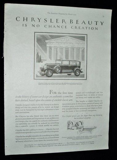 1929 Automobile Advertisement, Chrysler 75 Royal Sedan
