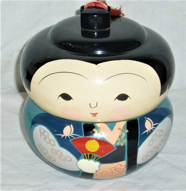 Kokeshi Doll Stacking Trinket Dish Lacquerware Bowl 2pc