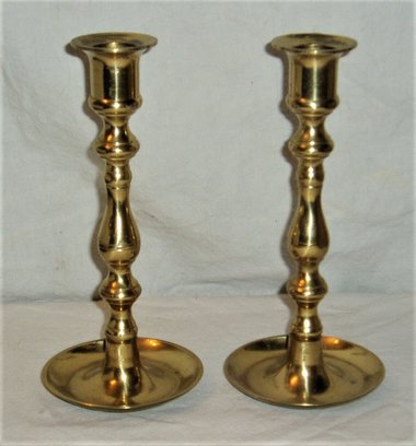 Brass Candlesticks, 7.25" Pair