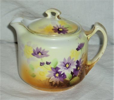 Morimura Noritake Porcelain Teapot, Aster Daisy Design, 1 Cup