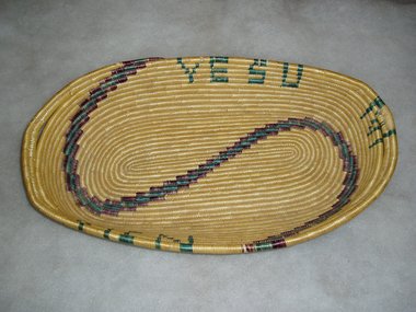African Coil Basket, Tray Shape, Yesu-Njix