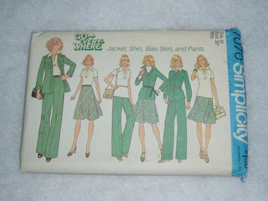 Vintage Simplicity Pattern, Misses'  Pants, Shirt, Bias Skirt, Jacket, 7070 Size 16