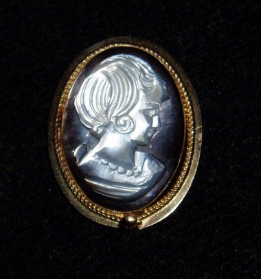 Vintage Pin Brooch Pendant, Abalone Shell Cameo