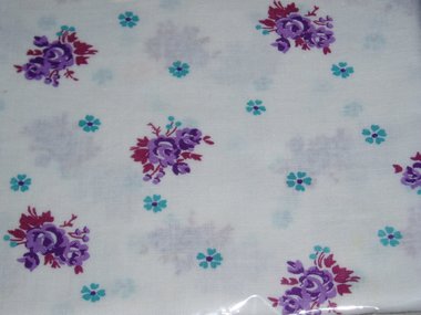 Antique Feedsack Material, Purple and Blue Flowers