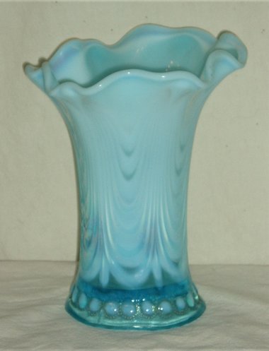 Northwood Jewels and Drapery Opalescent Blue Vase