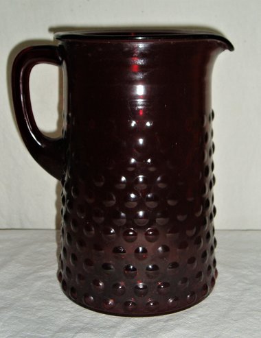 Anchor Hocking Pitcher, Ruby Red Hobnail