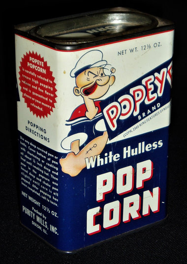 Vintage Tin Popeye Popcorn, Movie TV Prop