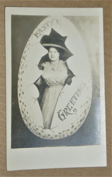 Real Photo Postcard Easter, Woman in Egg, Add'l Cards Ship Free