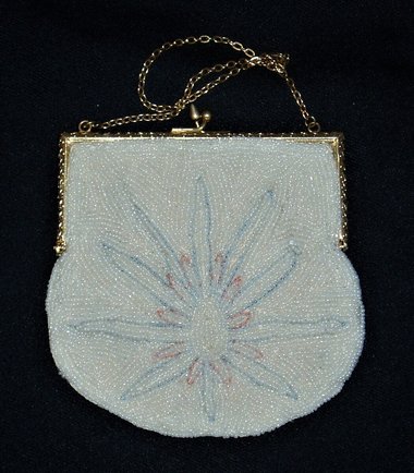 Vintage French Purse, Micro-Beads, Floral Design
