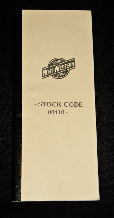 Chicago Northwestern Railroad Tally Book, Stock Code 00410, New Old Stock
