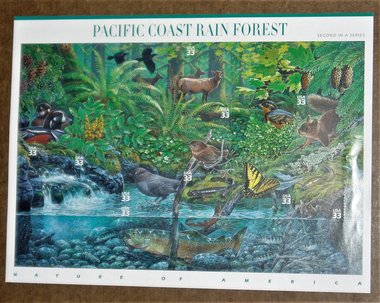 Mint 33c Stamp Sheet, Pacific Coast Rain Forest, Scott Catalog #3378, 10 Stamps