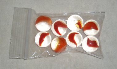 Vintage Banana Style Cat's Eyes Marbles, Orange x 8, Jewelry and Artist Supply