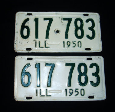 Illinois License Plates, 1950 Matched Pair
